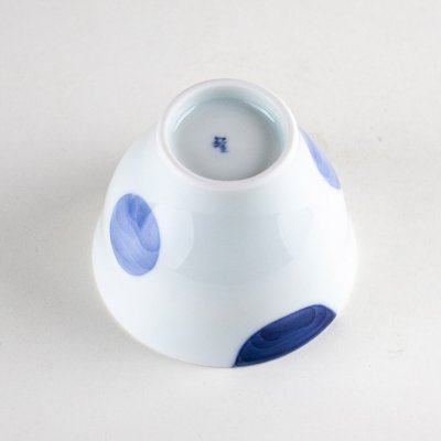 Photo3: Yunomi Tea Cup for Green Tea Nisai marumon Blue Polka dots