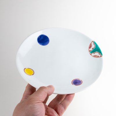 Photo5: Large Plate Hana marumon (19.5cm/7.7in)