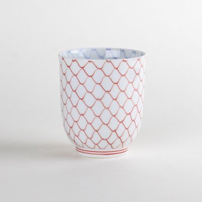 Photo1: Yunomi Tea Cup for Green Tea Naigai Ami Red