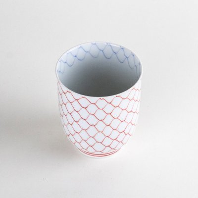 Photo2: Yunomi Tea Cup for Green Tea Naigai Ami Red