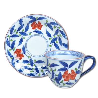 Photo1: Coffee Cup and Saucer Sayaha Red