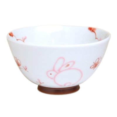 [Made in Japan] Icchin hana usagi rabbit (Red) rice bowl