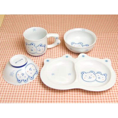 [Made in Japan] <Child tableware>Sukusuku Bear half set (4 pieces)