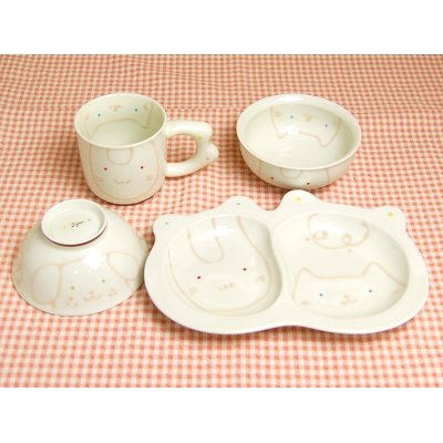 [Made in Japan] <Child tableware>Sukusuku harmony half set (4 pieces)