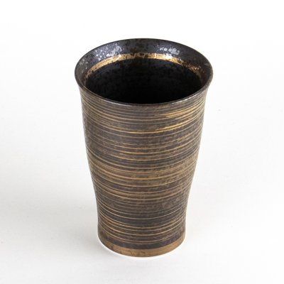 Photo2: Ceramic Beer Glass Fu-jin Gold