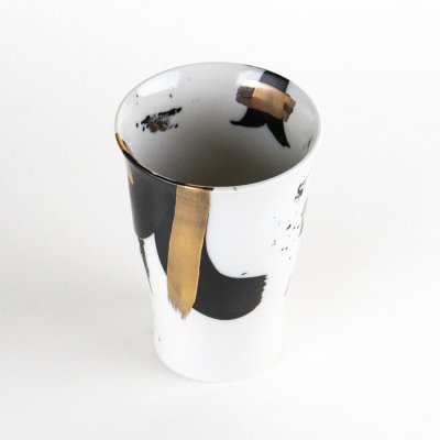 Photo3: Ceramic Beer Glass Zebra Kinsai Gold