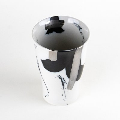 Photo3: Ceramic Beer Glass Zebra Ginsai Silver