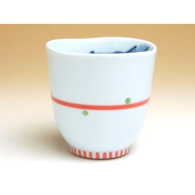 Photo2: Yunomi Tea Cup for Green Tea Yume fukurou Owl (Red)