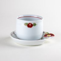 Yunomi Tea Cup for Green Tea Line flower with Saucer