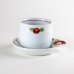Photo1: Yunomi Tea Cup for Green Tea Line flower with Saucer (1)