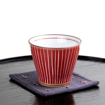 Photo5: Yunomi Tea Cup for Green Tea Shiraito Red