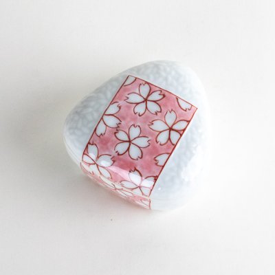 Photo1: Bowl with Lid Rice Ball Shape Onigiri Sakura Pink