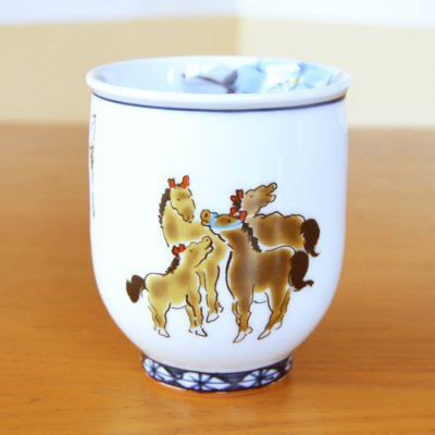 Photo2: Yunomi Tea Cup for Green Tea Umakuiku Nine Horse