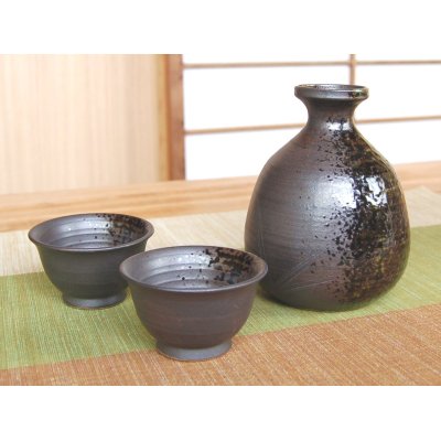 Photo2: Sake set 1 pc Tokkuri bottle and 2 pcs Cups Enka