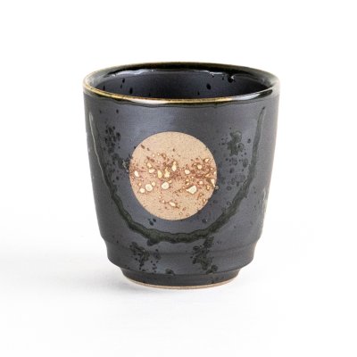 Photo1: Yunomi Tea Cup (Large) for Green Tea Kasumi Moon Black