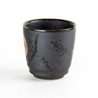 Photo2: Yunomi Tea Cup (Large) for Green Tea Kasumi Moon Black
