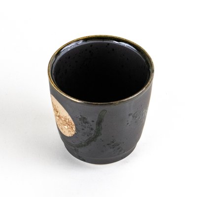 Photo3: Yunomi Tea Cup (Large) for Green Tea Kasumi Moon Black