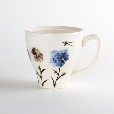 Photo1: Mug Chijire Hana Flower Blue