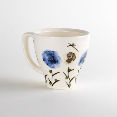 Photo2: Mug Chijire Hana Flower Blue