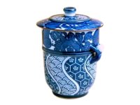 Yunomi Tea Cup with Lid for Green Tea Kacho Ikkan-jin (Blue)