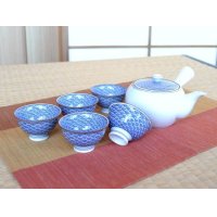 Tea set for Green Tea 1 pc Teapot and 5 pcs Cups Seigaiha