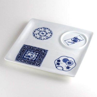 Photo1: Large Plate Koimari hyakkei Old Imari scenery (22.5cm/8.9in)