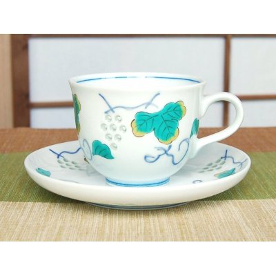 Photo2: Coffee Cup and Saucer Openwork Suisho budou Grape (Blue)