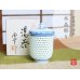 Photo1: Yunomi Tea Cup for Green Tea Suishocho Seigaiha with Lid (Small) (1)
