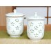 Photo2: Yunomi Tea Cup with Lid for Green Tea Openwork Suisho hanazume (pair) (2)