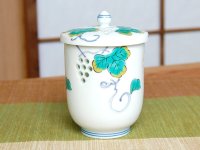 Yunomi Tea Cup with Lid for Green Tea Openwork Suisho budou Grape (Large)