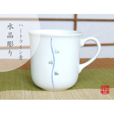 [Made in Japan] Suisyo heart line (Blue) mug
