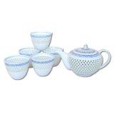 Tea set for Green Tea 1 pc Teapot and 5 pcs Cups Suisho seigaiha