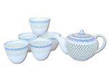 Tea set for Green Tea 1 pc Teapot and 5 pcs Cups Suisho seigaiha