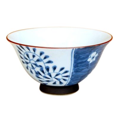 [Made in Japan] Ume dami karakusa (Blue) rice bowl