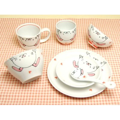 [Made in Japan] <Child tableware>Niko Niko club rabbit whole set (7 pieces)