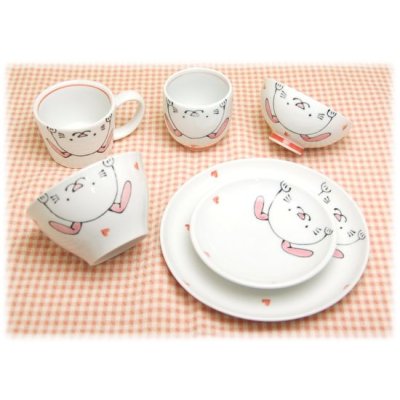 Photo1: Tableware for Children Set Smile club-Rabbit (6 pieces)