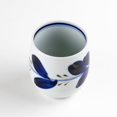 Photo2: Yunomi Tea Cup for Green Tea Leaf Blue
