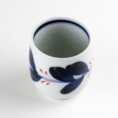 Photo2: Yunomi Tea Cup for Green Tea Leaf Red