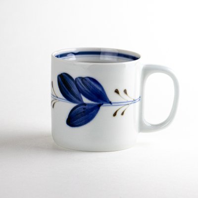 Photo1: Mug Leaf Blue