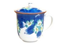 Hana tsudoi with cover (Blue) mug