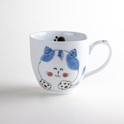 Photo1: Mug Me-ko Cat Blue