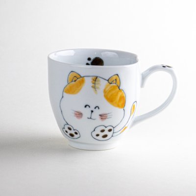 Photo1: Mug Me-ko Cat Yellow