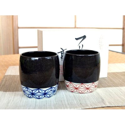 Photo1: Cup Ema (pair) in wooden box