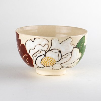 Photo3: Tea Bowl Kiriko botan in wooden box