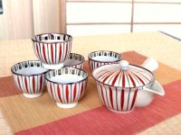 Tea set for Green Tea 1 pc Teapot and 5 pcs Cups Kyo-tokusa