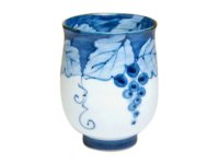 Yunomi Tea Cup for Green Tea Fuchi dami budou Grape (Blue)