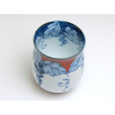 Photo2: Yunomi Tea Cup for Green Tea Fuchi dami budou Grape (Red)