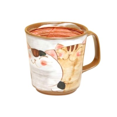 [Made in Japan] Nakayoshi neko cats (Red) mug