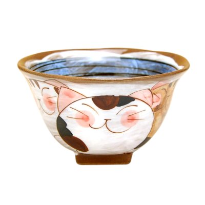 [Made in Japan] Nakayoshi neko cats (Blue) rice bowl