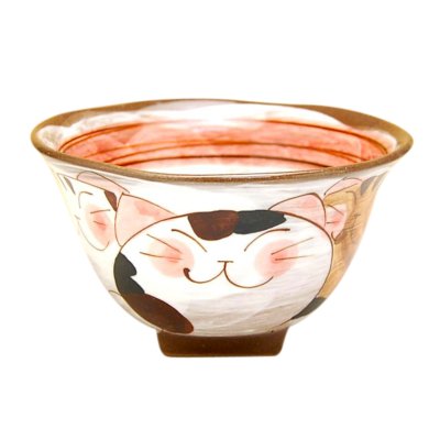 [Made in Japan] Nakayoshi neko cats (Red) rice bowl